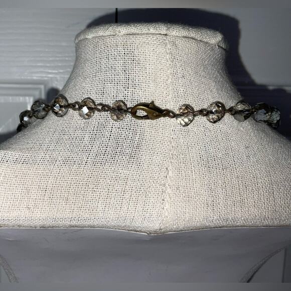 VTG CLEAR FACETED CRYSTAL BEADS CLOVER PENDANT NECKLACE 8” - Picture 7 of 8